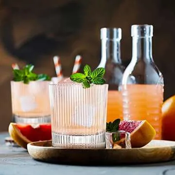 Ribbed Glassware Set - Vintage Style Rocks Glasses Set