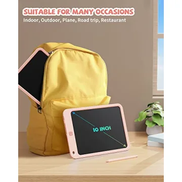 LCD Writing Tablet 10 Inch, Toys for 3 4 5 6 7 8 9 10 Year Old Boys Girls, Colorful Doodle Board Drawing Tablet, Gift for Boys Toddlers Age 3-12 Years, Memo Board, Drawing Pads with Lanyard (Pink)