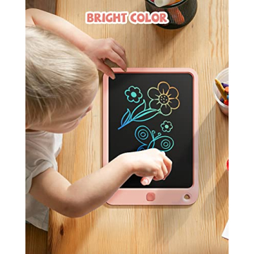 LCD Writing Tablet 10 Inch, Toys for 3 4 5 6 7 8 9 10 Year Old Boys Girls, Colorful Doodle Board Drawing Tablet, Gift for Boys Toddlers Age 3-12 Years, Memo Board, Drawing Pads with Lanyard (Pink)