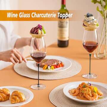 4pcs Wine Glass Charcuterie Topper, Wine Glass Charcuterie Board Topper, Mini Appetizer Plates Topper, Prevent Wine Splashing Wine Glass Covers Accessories for Appetizers,Desserts,Food,Fruit