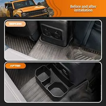 Xomzema Removable Rear Dual Cup Holder, Car Back Seat Drink Holder Water Bottle Holder Storage Tray Holder Organizer Accessories for Ford Bronco Offroad 4 Door 2021 2022 2023