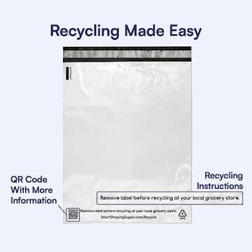 100 Count, 10x13 inch 100% Recycled Poly Mailers Eco Friendly Packaging Envelopes Supplies Mailing Bags 2.5 Mil Thick - SMART Mailer