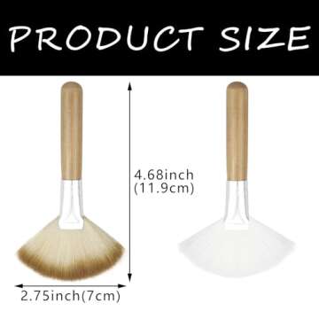 4 Pack Fan Brushes for Women Face Soft Bristle Highlighting Blush Brush with Long Handle Facial Appl...