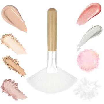 4 Pack Fan Brushes for Women Face Soft Bristle Highlighting Blush Brush with Long Handle Facial Applicator Brushes Face Makeup Tools for Loose Powder Highlighting Blush (2 Colors)