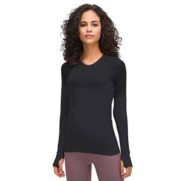LUYAA Women's Long Sleeve Workout Shirt - Slim Fit Fitness Top