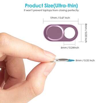 Stylish Webcam Cover Slide 0.027 Inch Ultra-Thin Design, 3-Pack for Devices