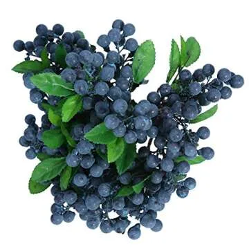 XLYS Artificial Blueberry Fruits,Fake Berries Picks,California Berries Rich Red Berry Stems for Home Party Wedding Decoration,10 Pcs (Blue)