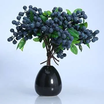 XLYS Artificial Blueberry Fruits,Fake Berries Picks,California Berries Rich Red Berry Stems for Home Party Wedding Decoration,10 Pcs (Blue)