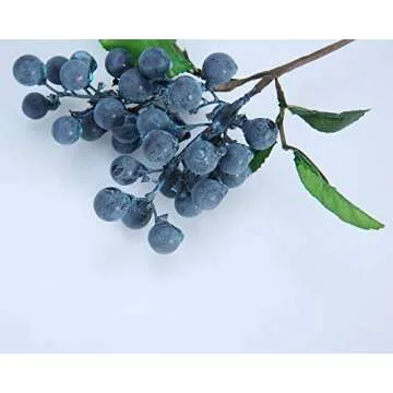 XLYS Artificial Blueberry Fruits,Fake Berries Picks,California Berries Rich Red Berry Stems for Home Party Wedding Decoration,10 Pcs (Blue)