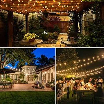 Svater 50-Foot Weather Proof Glass Patio and Garden Outdoor LED String Lights, includes 1 Watt Antique ‎G40 Bulbs and Dimmable, Warm White