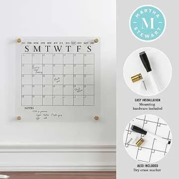 Martha Stewart Acrylic Dry Erase Calendar - 14" Square