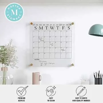 Martha Stewart Acrylic Dry Erase Calendar - 14" Square