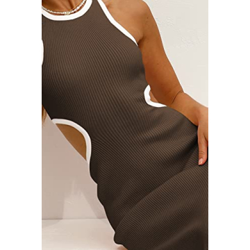 NauLon Womens Sexy Bodycon Midi Dress with Cut Out Waist