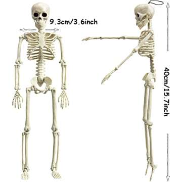 XONOR 16” Posable Halloween Skeleton- Full Body Halloween Skeleton with Movable Joints for Haunted House Props Decorations (3pcs)