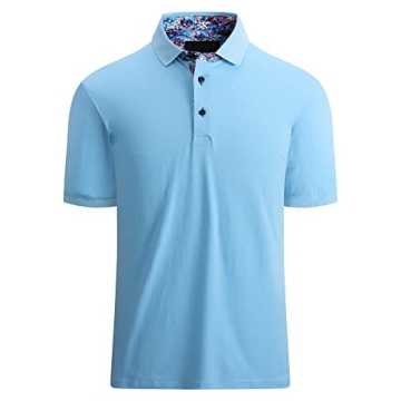 Esabel.C Men's Short Sleeve Performance Polo Shirts Casual Rgular Fit Solid Soft Cotton Shirt,Blue,X...
