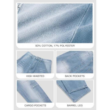 Trendy PLNOTME Womens Cargo Barrel Jeans for Comfort and Style