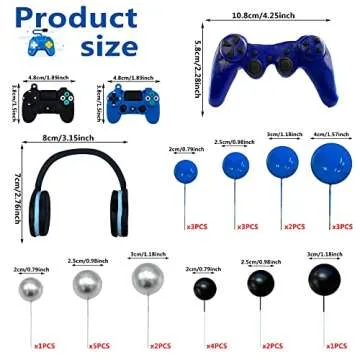 30 PCS Video Game Themes Cake Toppers Headset Ball Game Controller Cake Decoration for Game Theme Bi...