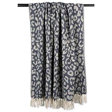 DII Bold Eclectic Leopard Woven Throw, 50x60", Navy