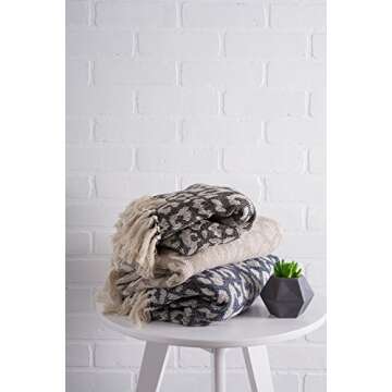 DII Bold Eclectic Leopard Woven Throw, 50x60", Navy