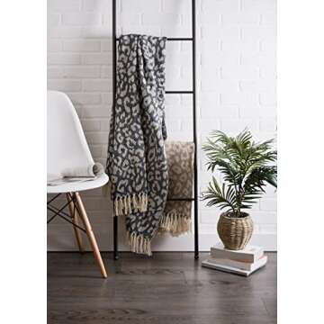 DII Bold Eclectic Leopard Woven Throw, 50x60", Navy