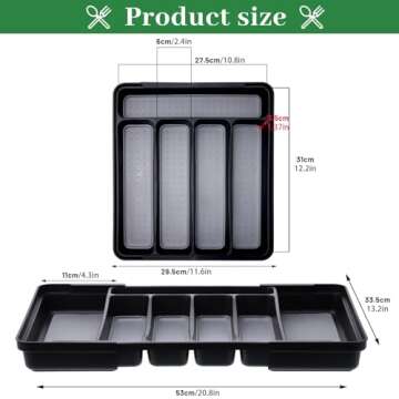 Silverware Drawer Organizer, Expandable Kitchen Drawer Organizer Utensil Drawer Organizer Cutlery Dr...