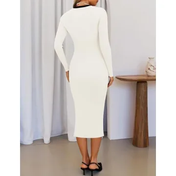 ZESICA Women's Color Block Midi Sweater Dress - Fall 2024