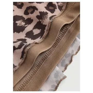 BEAUDRM Women's Y2K Leopard Print Halter Dress Sexy Ruched Tie Backless Tiered Layer Mini Dresses Cheetah Mesh Ruffle Dress Brown Small