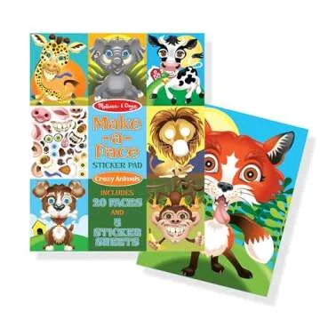 Melissa & Doug Make-a-Face Sticker Pad - Crazy Animals, 20 Faces, 5 Sticker Sheets