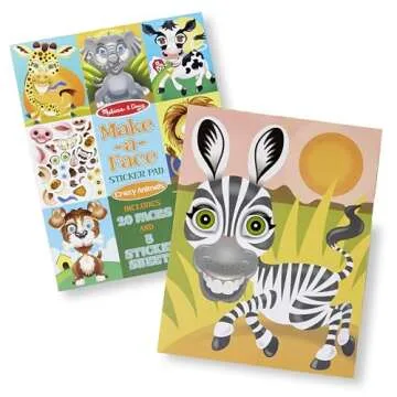 Melissa & Doug Make-a-Face Sticker Pad - Crazy Animals, 20 Faces, 5 Sticker Sheets