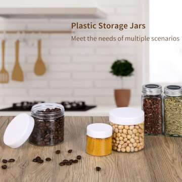 SGHUO Empty 24 Pack Slime Containers, 12 6oz and 12 2oz Plastic Storage Jars with Lids and Labels for DIY Slime, Glitter, Jewelry Making Supplies, Foam Beads