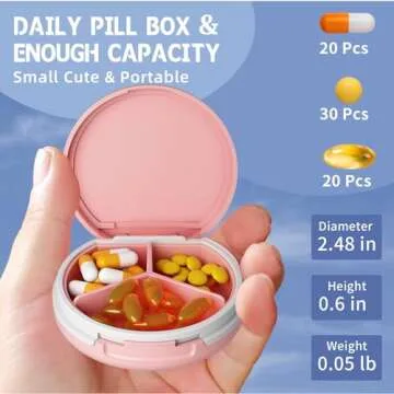 Compact Serfeymi Small Pill Box - 3 Compartments Portable