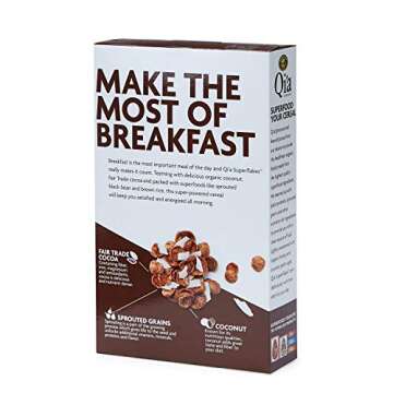 Qi'a Superfood Organic Gluten Free Cocoa Coconut Superflakes Cereal, 10 Ounce (Pack of 12), Non-GMO, 26g Whole Grains, 5g Plant Based Protein, by Nature's Path