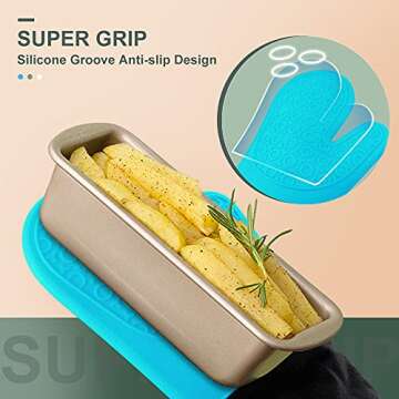 Sungwoo Extra Long Silicone Oven Mitts - Heat Resistant Grilling Gloves