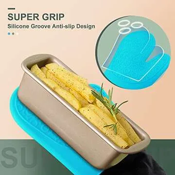 Sungwoo Extra Long Silicone Oven Mitts - Heat Resistant Grilling Gloves