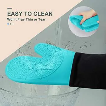 Sungwoo Extra Long Silicone Oven Mitts - Heat Resistant Grilling Gloves