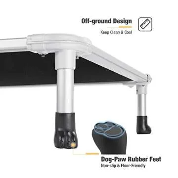 Veehoo Chew Proof Elevated Dog Bed - Cooling Raised Pet Cot - Silver Aluminum Frame and Durable Textilene Mesh Fabric, Unique Designed No-Slip Feet for Indoor or Outdoor Use, Black, X-Large, CWC2003