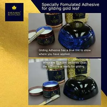 Barnabas Blattgold: Gold Leaf Gilding Adhesive 60ml - Gilding Adhesive for Gold Foil Sheets, Gold Le...