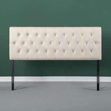 ZINUS Trina Upholstered Headboard, Button Tufted Upholstery, Adjustable Height, Easy Assembly, Taupe, Full