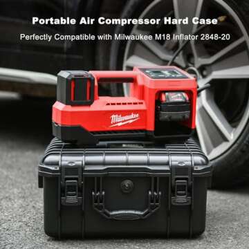 Air Compressor Waterproof Hard Case Compatible with Milwaukee M18 Inflator 2848-20, Air Pump Carryin...