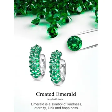 Elegant Green Emerald Hoop Earrings for Women