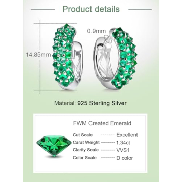 Elegant Green Emerald Hoop Earrings for Women