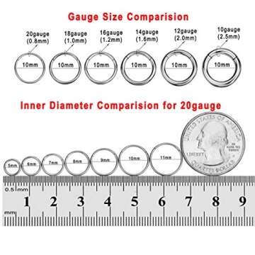 FANSING Small Nose Rings 6mm Cartilage Earring 20g 20 Gauge Helix Daith Tragus Earrings Surgical Steel Nose Hoop Hinged