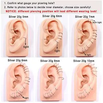 FANSING Small Nose Rings 6mm Cartilage Earring 20g 20 Gauge Helix Daith Tragus Earrings Surgical Steel Nose Hoop Hinged