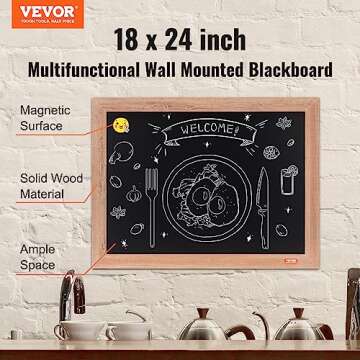 VEVOR Magnetic Chalk Board, Hanging Message Signs with Chalks & Eraser, Vintage Wooden Chalkboard Si...