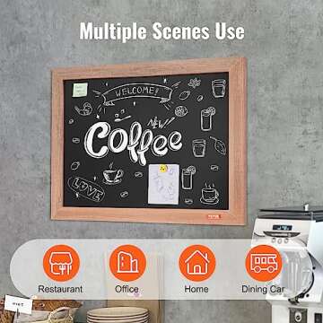 VEVOR Magnetic Chalk Board, Hanging Message Signs with Chalks & Eraser, Vintage Wooden Chalkboard Sign, Rustic Brown Framed Calendar and Bulletin Combo Boards, 18"x24", Kitchen, Home Decor, Wedding