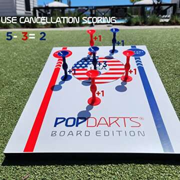 Popdarts USA Board Edition Set - Backyard, Indoor and Outdoor Game for All Ages - Great Cornhole Alternative - Includes 2 All-Weather Boards, Original Set, Travel Case, and Score Keeper