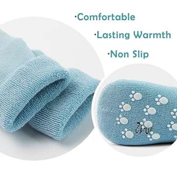 Baby Non Slip Socks Baby Boys Winter Warm Socks with Grips for Baby Girls Terry Socks Bears 12-24 Months