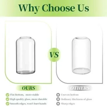 Hewory Glass Clear Modern Vase, Set of 6 - Small Bud Vases for Flowers, Elegant Home Decor Floral Arrangements, Wedding Party Events Centerpieces