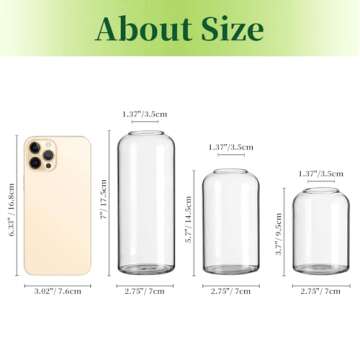 Hewory Glass Clear Modern Vase, Set of 6 - Small Bud Vases for Flowers, Elegant Home Decor Floral Arrangements, Wedding Party Events Centerpieces