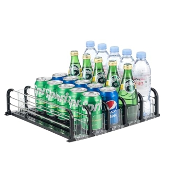Yedyoi Drink Organizer for Fridge - 25 Can Capacity with Self-Pushing Feature